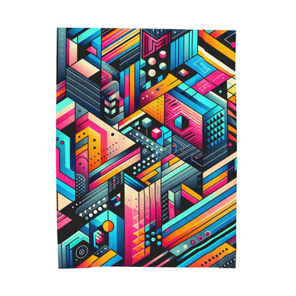 Neon Geometry - The Alien Velveteen Plush Blanket Digital Art Style