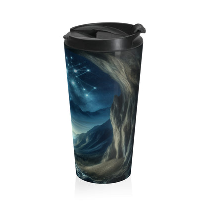 "The Bear and the Cosmic Balance" - The Alien Stainless Steel Travel Mug Cave Painting Style