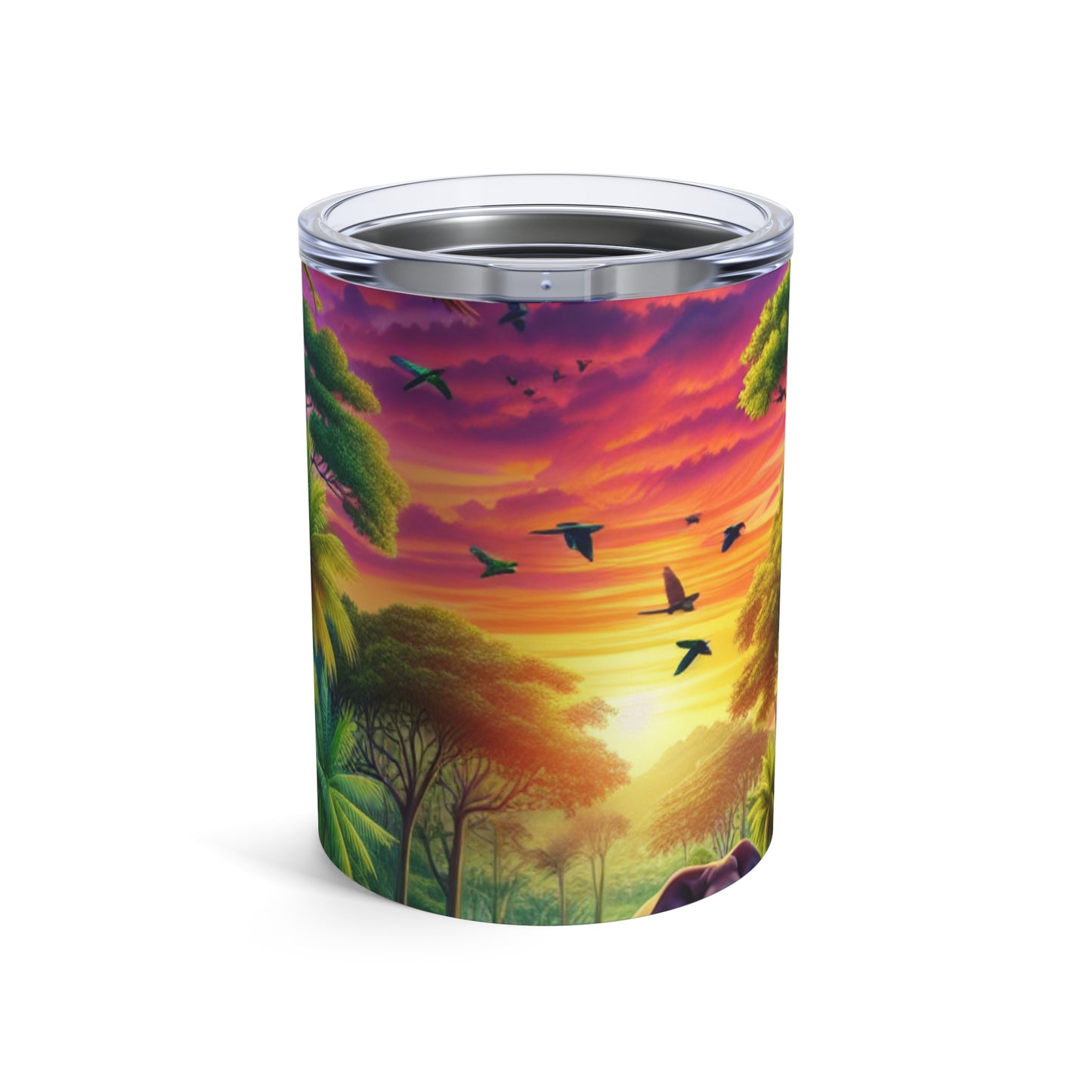 « Coucher de soleil dans la nature : une aventure dans la jungle arc-en-ciel » - Le verre Alien 10 oz