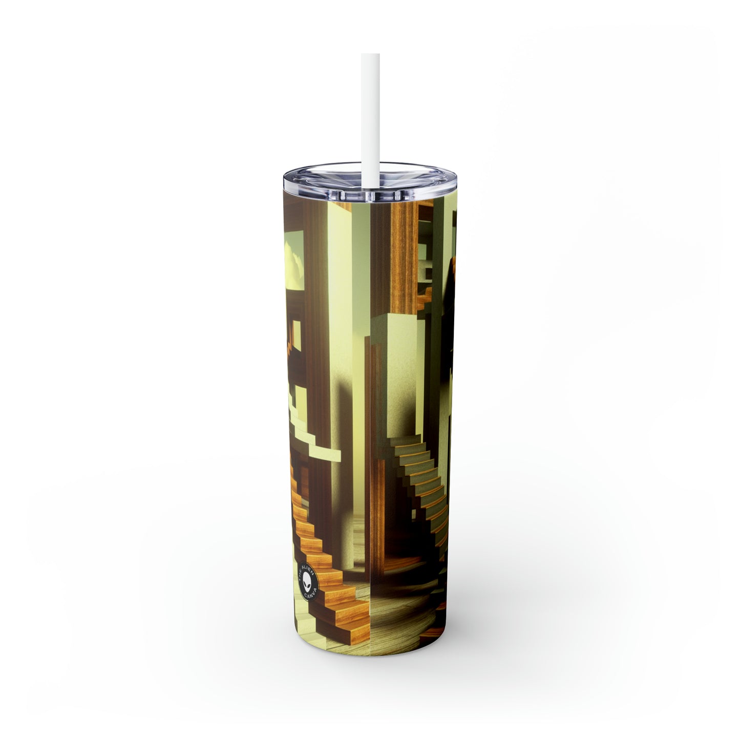 "The Stairway to Paradox" - The Alien Maars® Skinny Tumbler with Straw 20oz