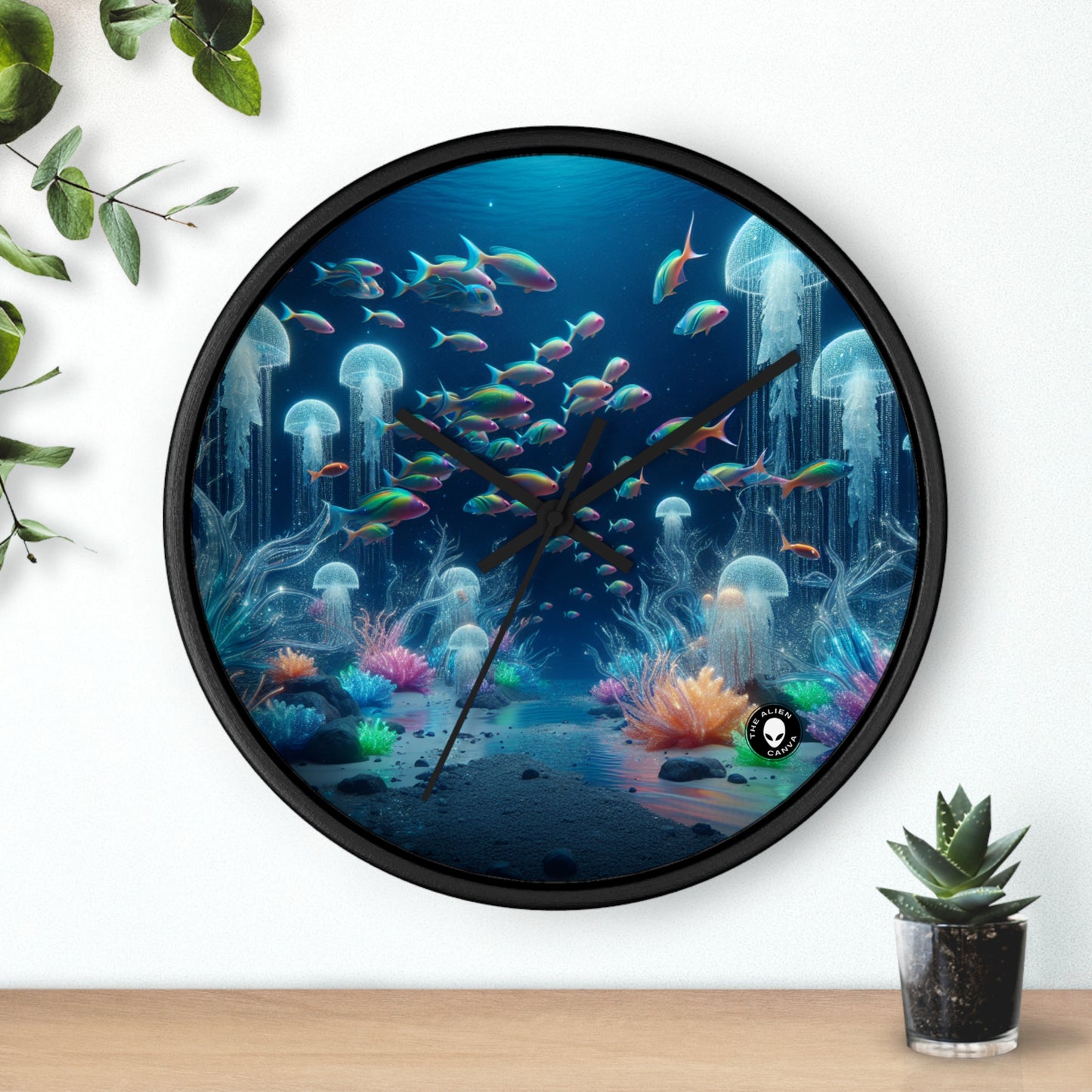 "Neon Dreams: The Underwater Wonderland" - The Alien Wall Clock