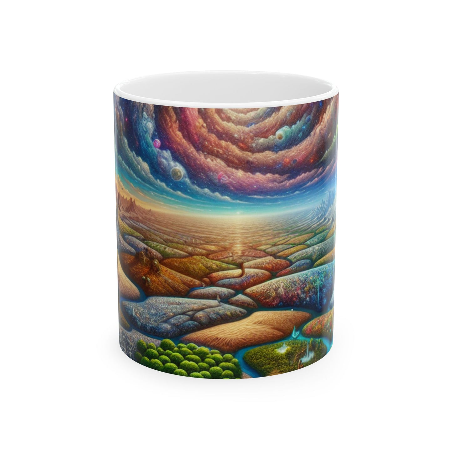 « Mosaïque galactique : un paysage surréaliste » – Tasse en céramique Alien 11 oz