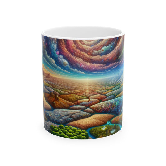 « Mosaïque galactique : un paysage surréaliste » – Tasse en céramique Alien 11 oz