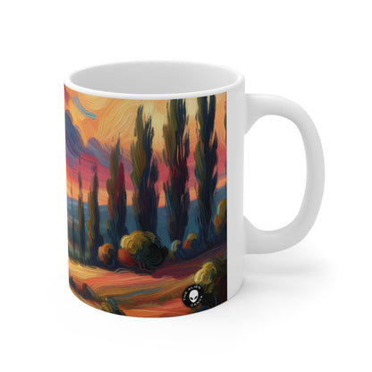 "Vistas armoniosas: una celebración posimpresionista de la naturaleza y la vida rural" - The Alien Ceramic Mug 11oz Postimpresionismo