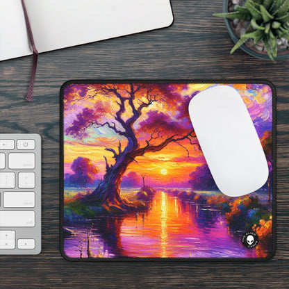 "Bulevares de iluminación: un vibrante paisaje urbano postimpresionista" - The Alien Gaming Mouse Pad Postimpresionismo