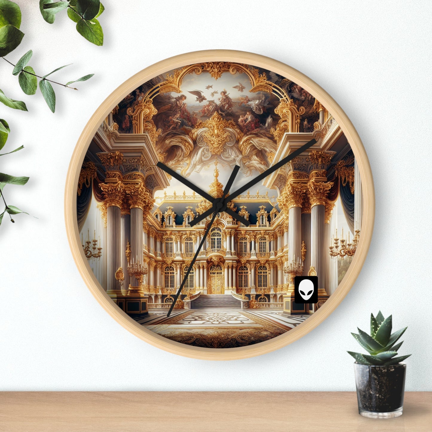 "Splendeur royale : un palais baroque plaqué or" - L'horloge murale Alien de style baroque