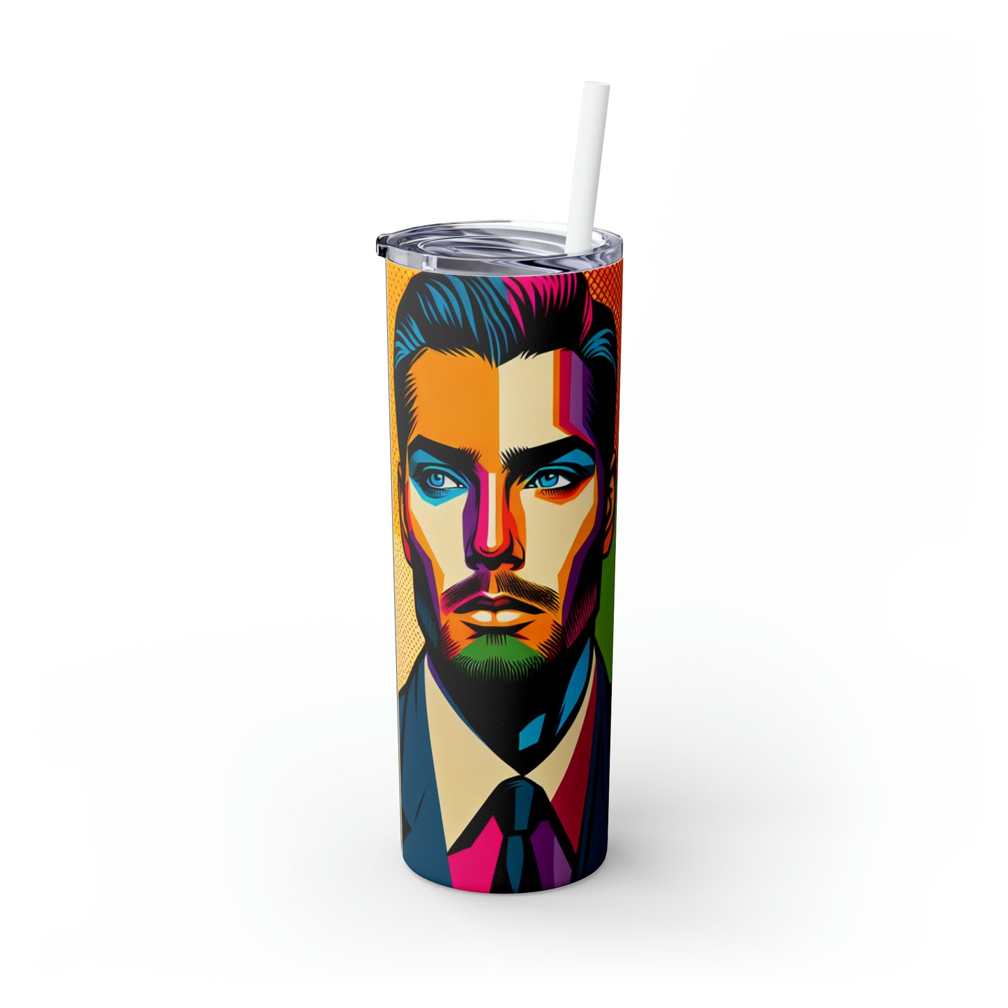 "Celebrity Pop Art Portrait" - The Alien Maars® Skinny Tumbler with Straw 20oz Pop Art Style