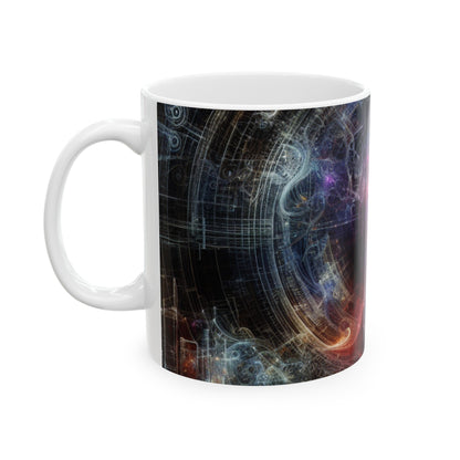 "La métropole néon de la nature : une fusion surréaliste de technologie et de verdure" - The Alien Ceramic Mug 11oz Digital Art