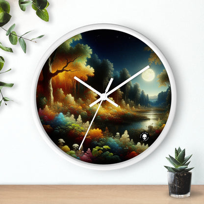 "Light and Dark in the Moonlight" - The Alien Wall Clock Post-Impressionism