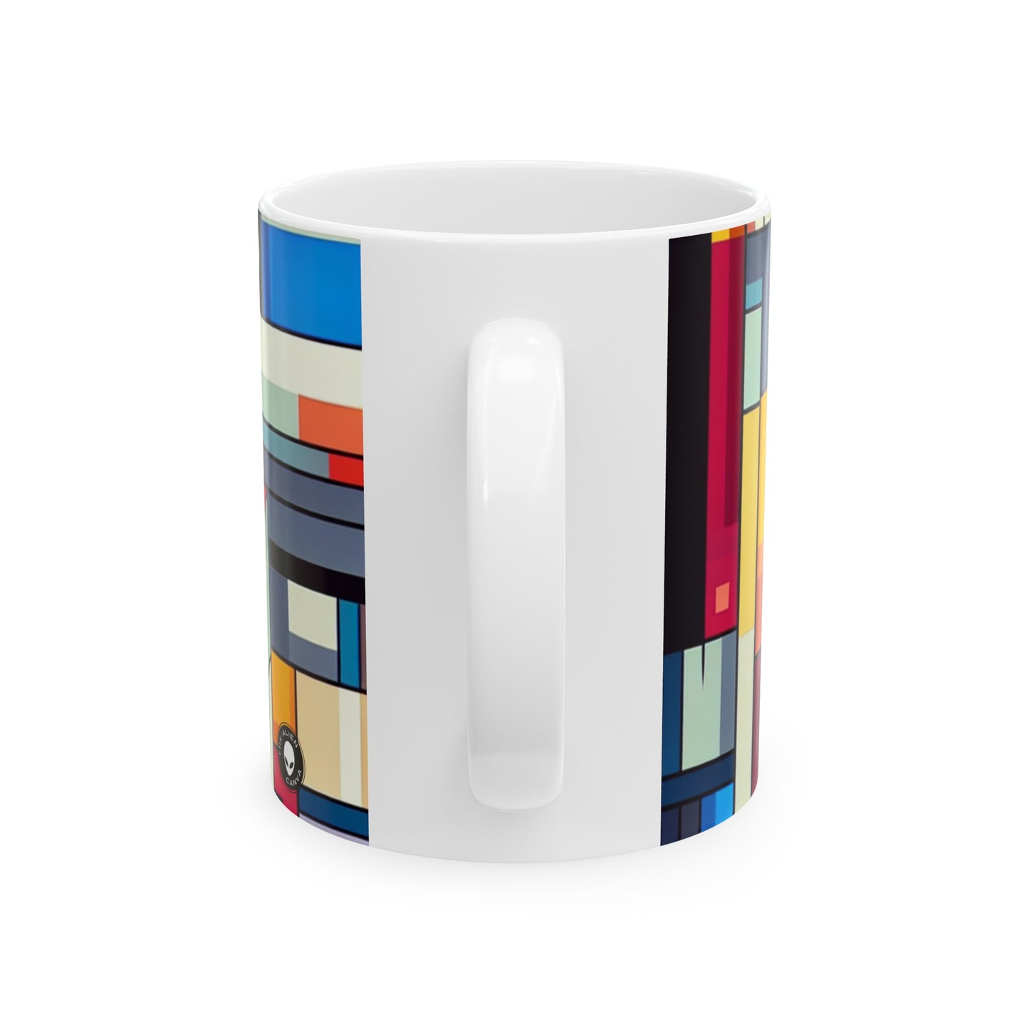 "Paysage urbain futuriste : une perception géométrique" - La tasse en céramique Alien 11oz Peinture à bords durs