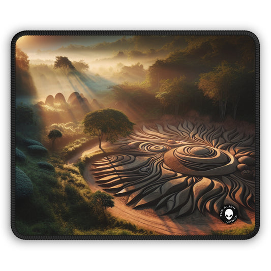 "Tapisserie de la nature : installation d'art géométrique harmonieuse" - Le tapis de souris Alien Gaming Land Art