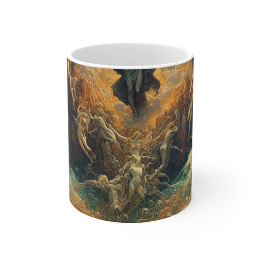 "Mystical Reflections: A Symbolic Journey Through the Looking Glass" - The Alien Ceramic Mug 11oz Symbolism