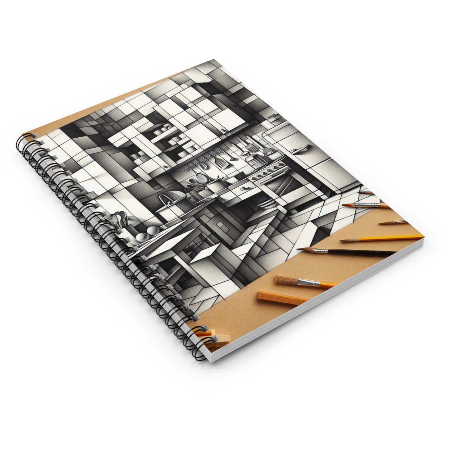 "Cubist Kitchen Collage" - The Alien Spiral Notebook (Ruled Line) Cubism Style