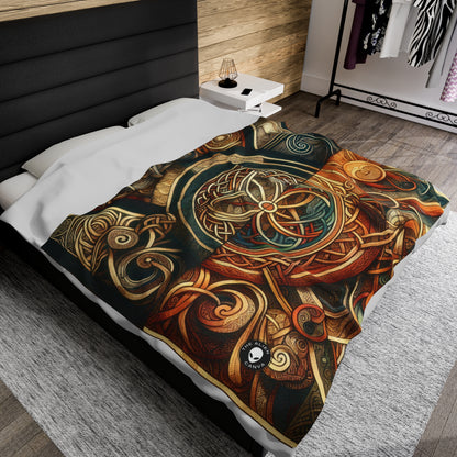 "Metamorphic Threads: Exploring Transformation through Celtic Knot Art" - The Alien Velveteen Plush Blanket Celtic Art