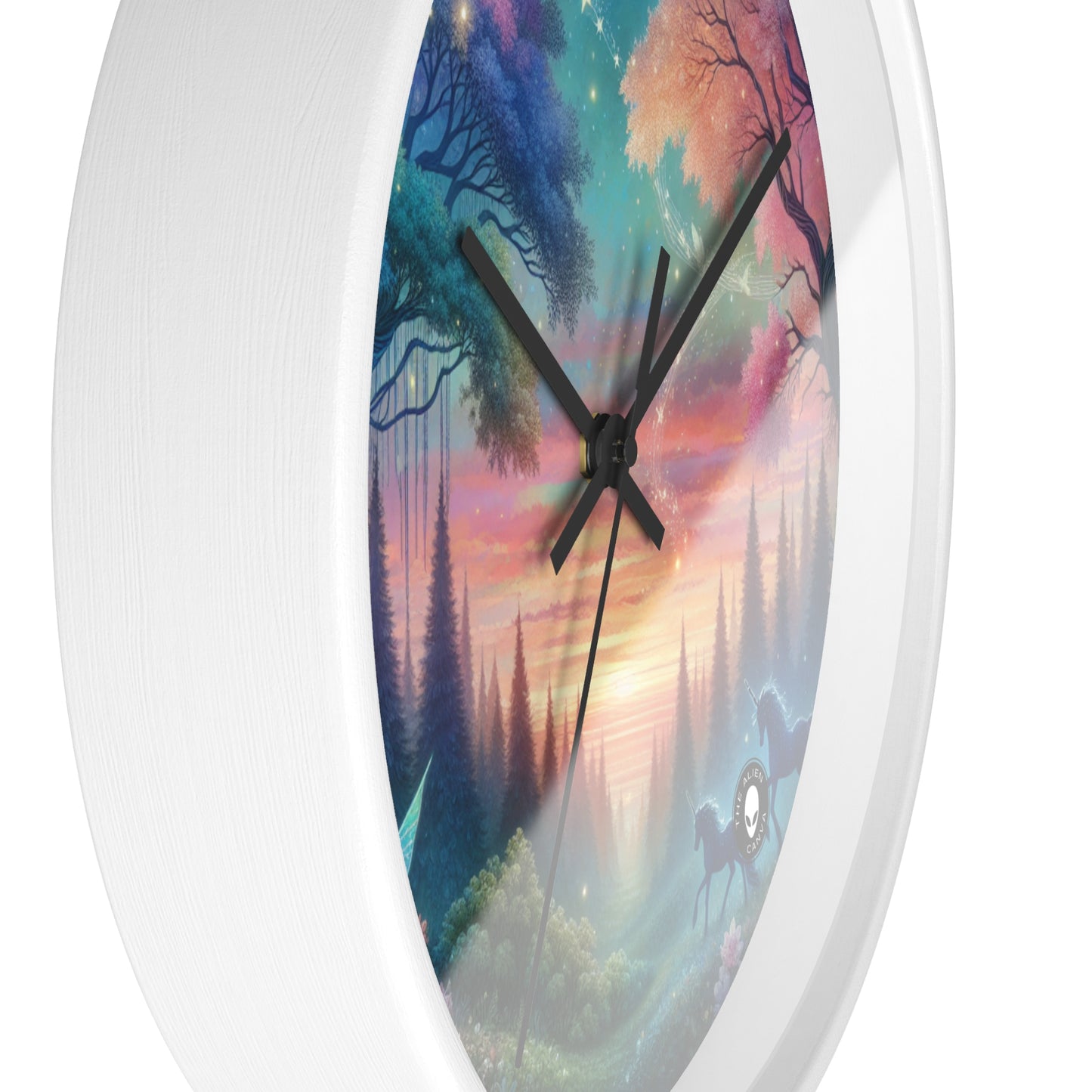 "Enchanted Dusk: A Magical Forest Painting" - The Alien Wall Clock