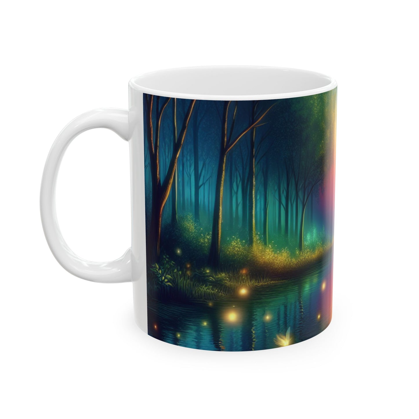 « Enchantement du crépuscule : une scène de forêt magique » - Tasse en céramique Alien 11 oz