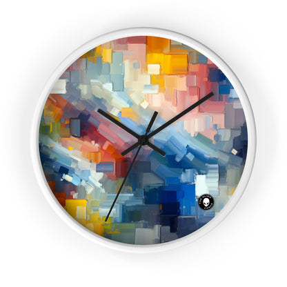 "Coucher de soleil tranquille : une peinture de champ de couleur pastel doux" - La peinture de champ de couleur de l'horloge murale extraterrestre