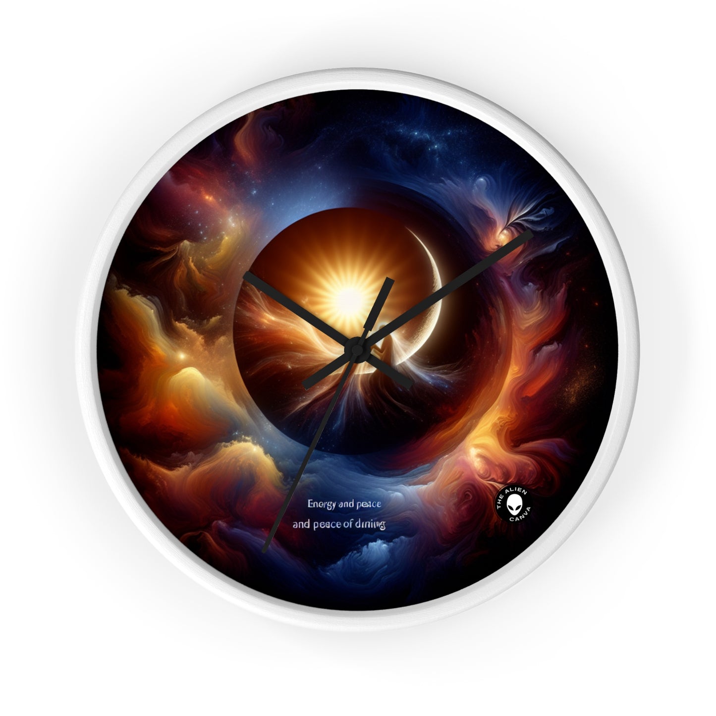 "Celestial Embrace: The Fusion of Sun and Moon" - The Alien Wall Clock