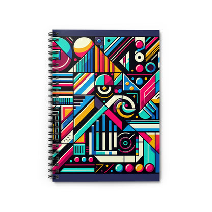 "Neon Geométrico Pop" - Cuaderno de Espiral The Alien (Línea Rayada) Estilo Arte Contemporáneo