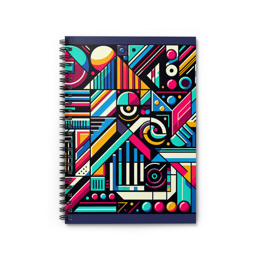 "Neon Geometric Pop" - The Alien Spiral Notebook (Ruled Line) Contemporary Art Style