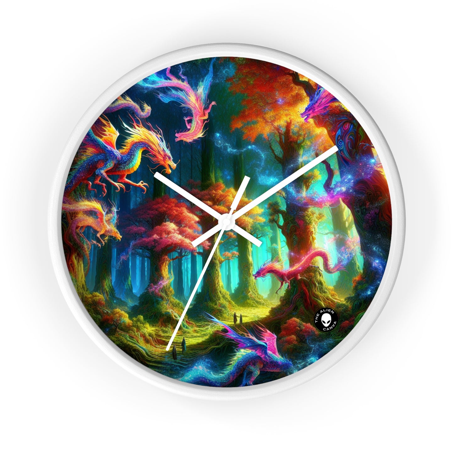 "Dragon's Rainbow Forest" - The Alien Wall Clock