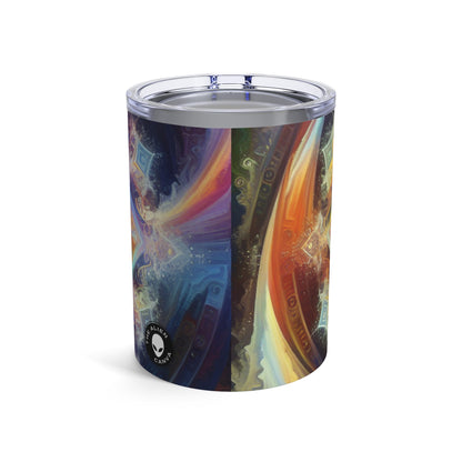 "Mandala dinámico: una pintura geométrica vibrante" - Vaso Alien de 10 oz