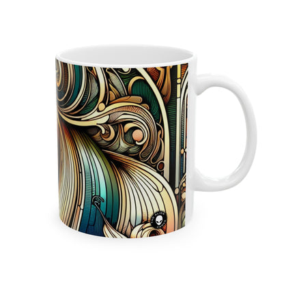 "Élégance florale : Affiche du jardin botanique Art Nouveau" - The Alien Mug en céramique 11oz Art Nouveau