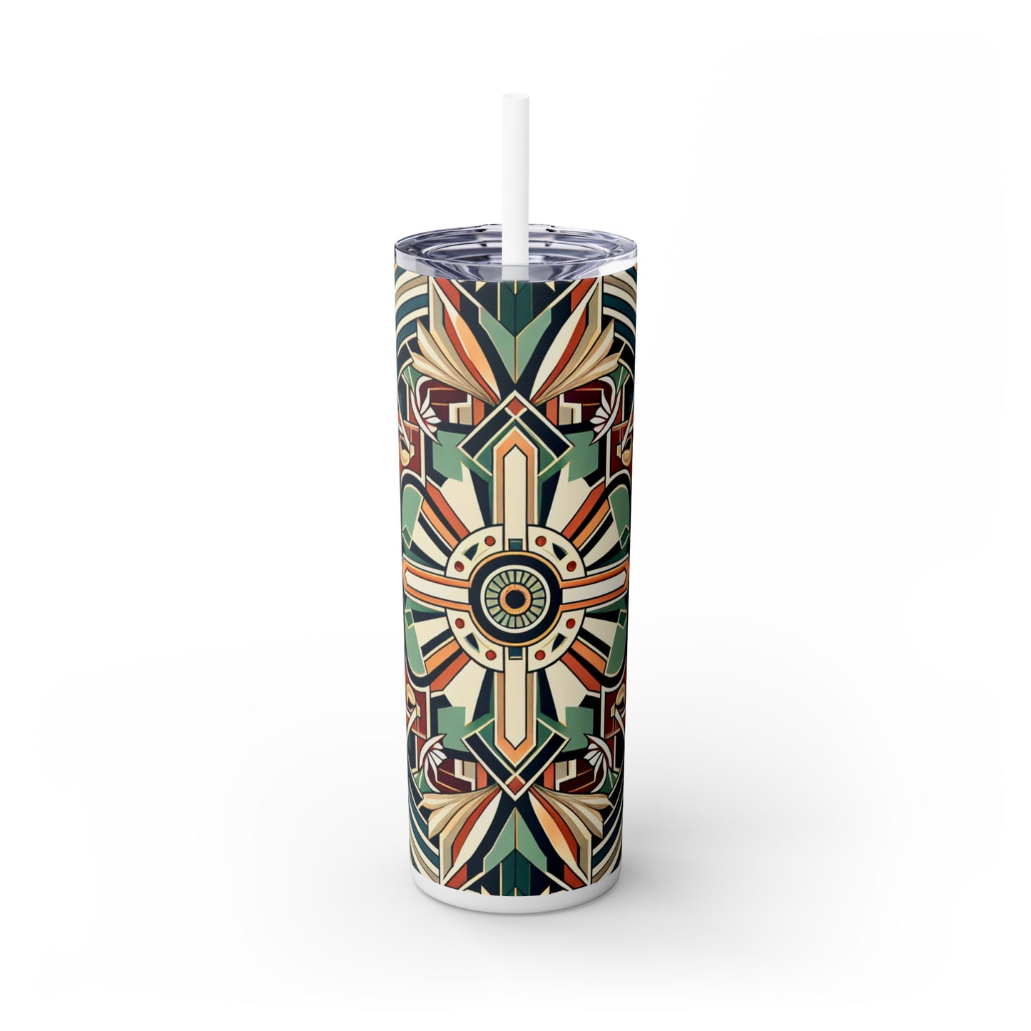 "Glamorous Art Deco Elegance: A Sparkling Evening" - The Alien Maars® Skinny Tumbler with Straw 20oz Art Deco