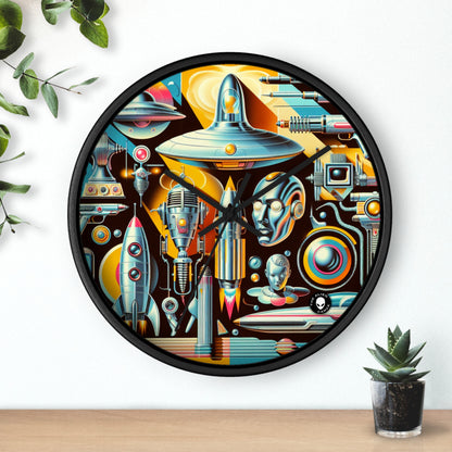 "Neon Deco: A Retro-Futuristic Utopia" - The Alien Wall Clock Retro-futurism