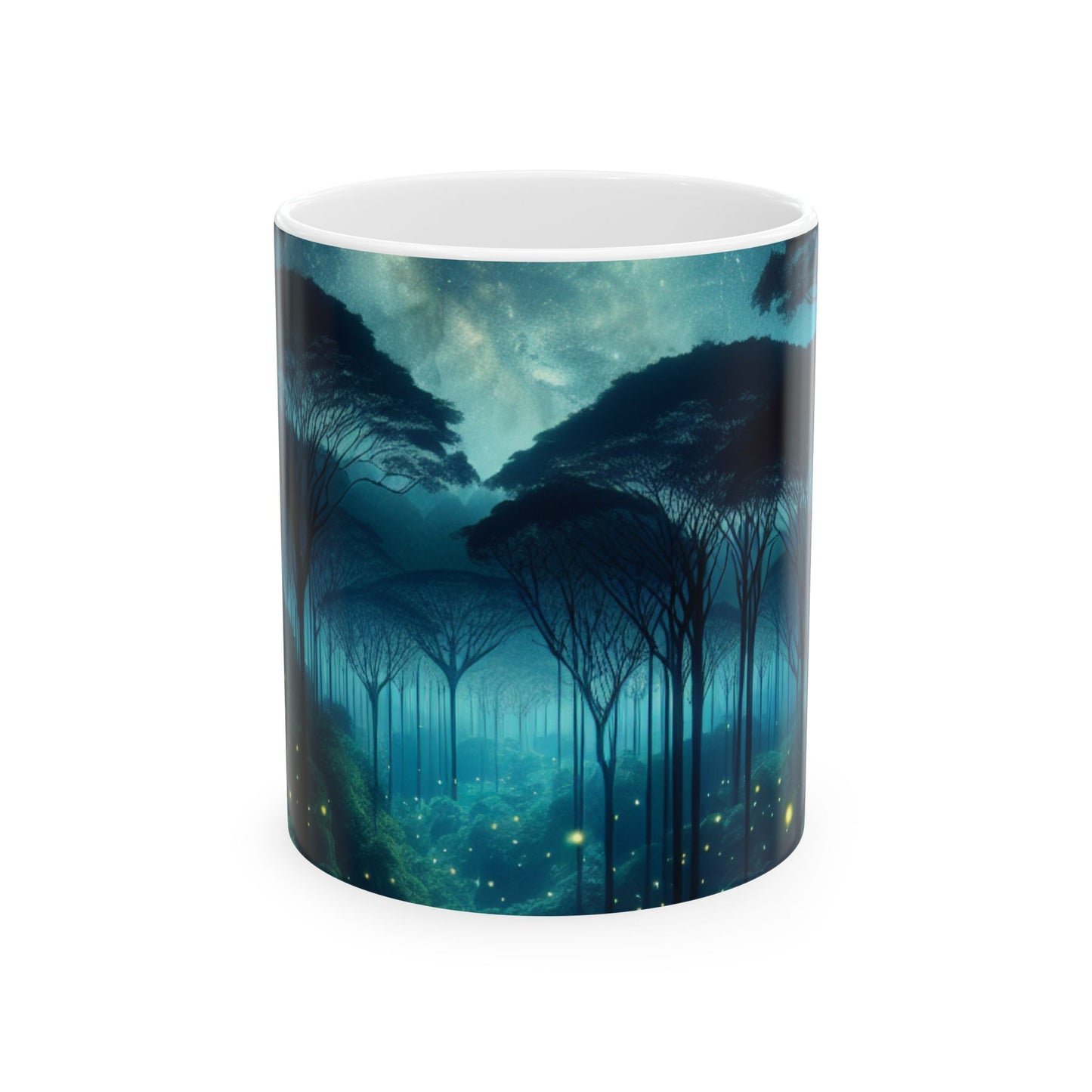 Taza de cerámica "Moonlit Enchantment" (Encantamiento a la luz de la luna) de 11 oz