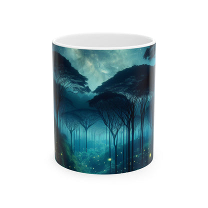 Taza de cerámica "Moonlit Enchantment" (Encantamiento a la luz de la luna) de 11 oz