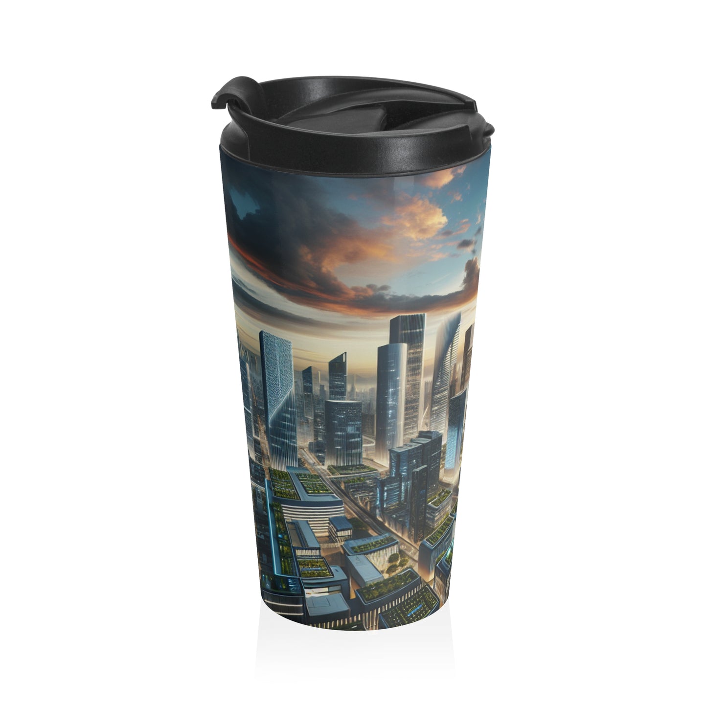 "Future Metropolis: A Neo-Futuristic Urban Utopia" - The Alien Stainless Steel Travel Mug Neo-futurism