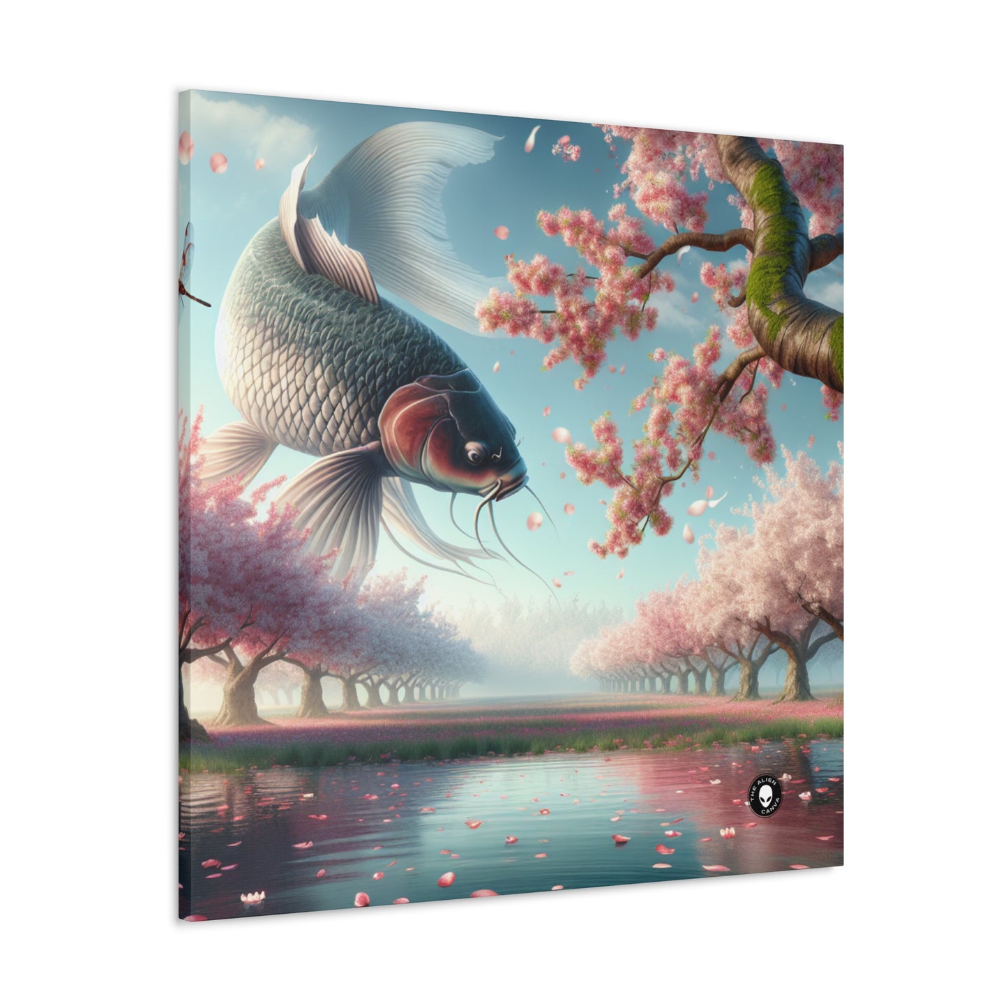 « Poissons koï dans les fleurs de cerisier : la beauté de la nature » ​​– The Alien Canva