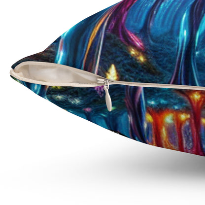 "Crystal Glow: The Enchanted Forest"- The Alien Spun Polyester Square Pillow