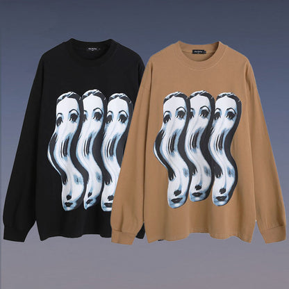 Spoof Printed Long-sleeved Bottoming T-shirt For Men And Women