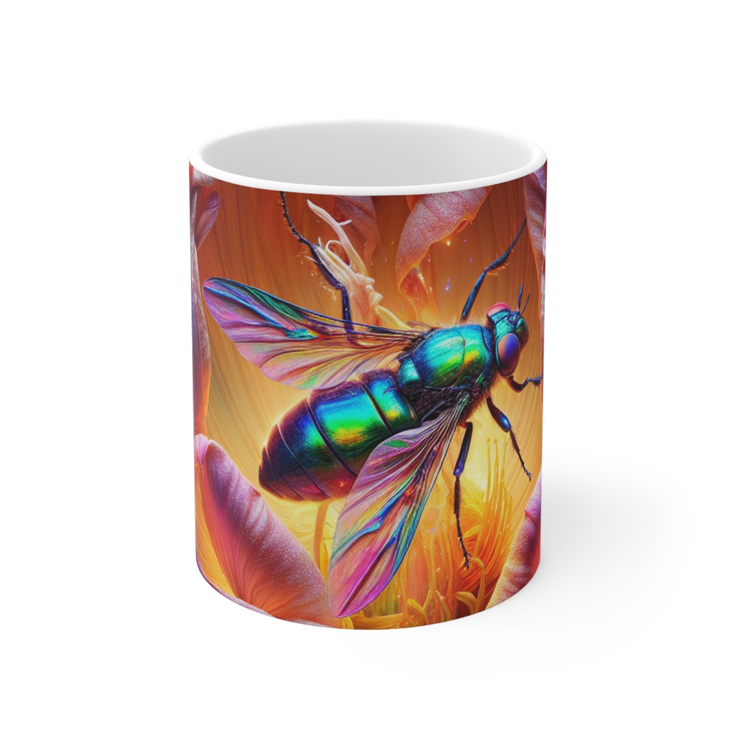 "La belleza de la naturaleza: un mosaico de insectos hiperrealista" - Taza de cerámica The Alien 11oz Hiperrealismo