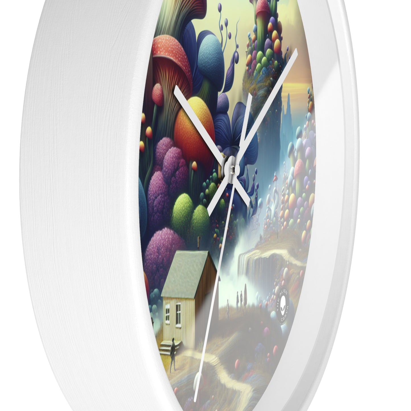 "Giant Flora and Miniature Villages: A Dreamy Wonderland" - The Alien Wall Clock