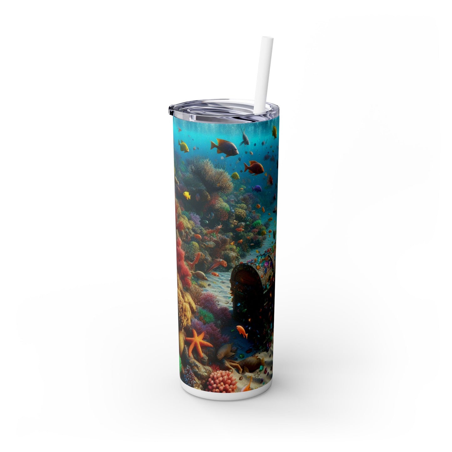 "Jeweled Depths: Discover the Hidden Treasure" - The Alien Maars® Skinny Tumbler with Straw 20oz