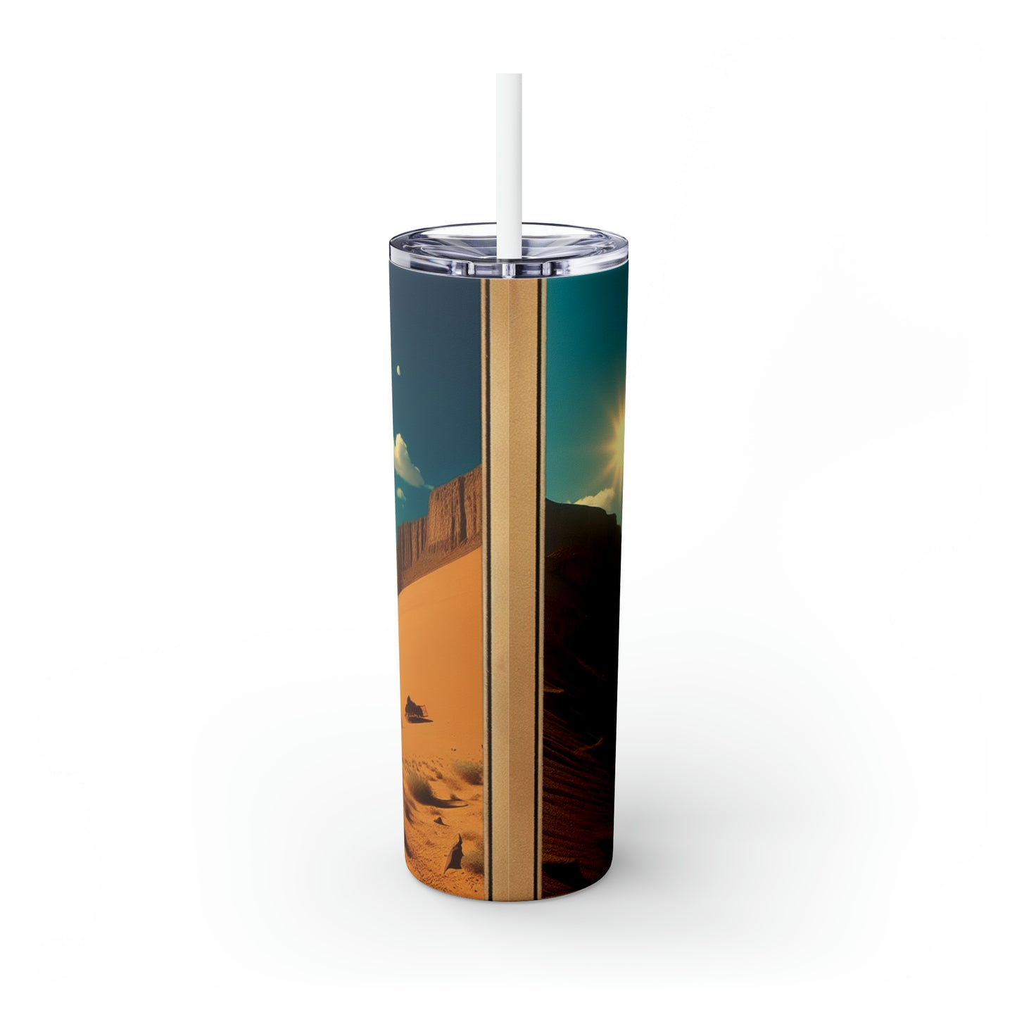 "Uprising in the Outback" - The Alien Maars® Skinny Tumbler with Straw 20oz Surrealism Style