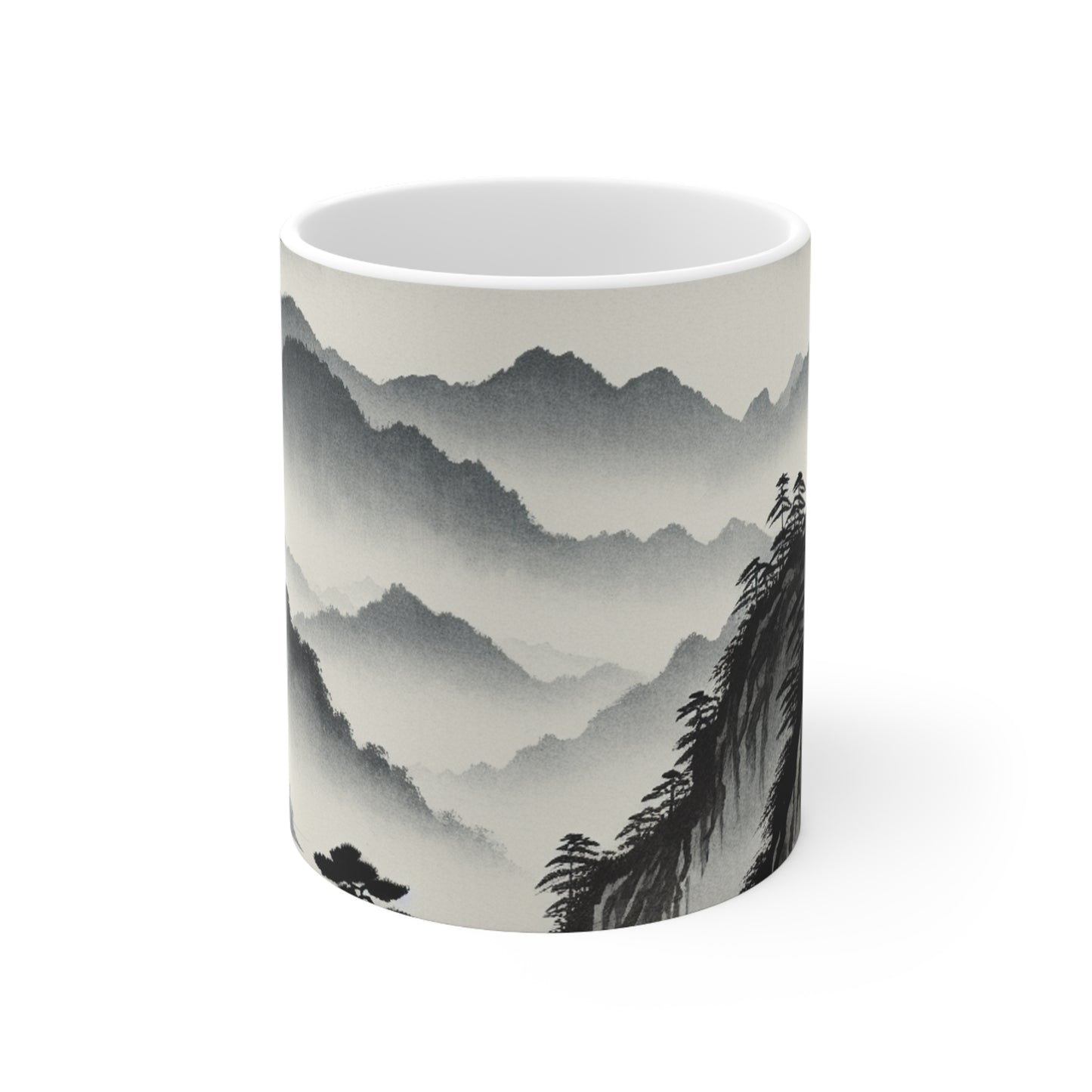 "Harmonious Ink: Capturing the Tranquility of a Zen Garden" - The Alien Ceramic Mug 11oz Ink Wash Painting