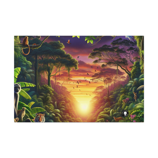 "Atardecer en la jungla: un encuentro salvaje" - The Alien Canva