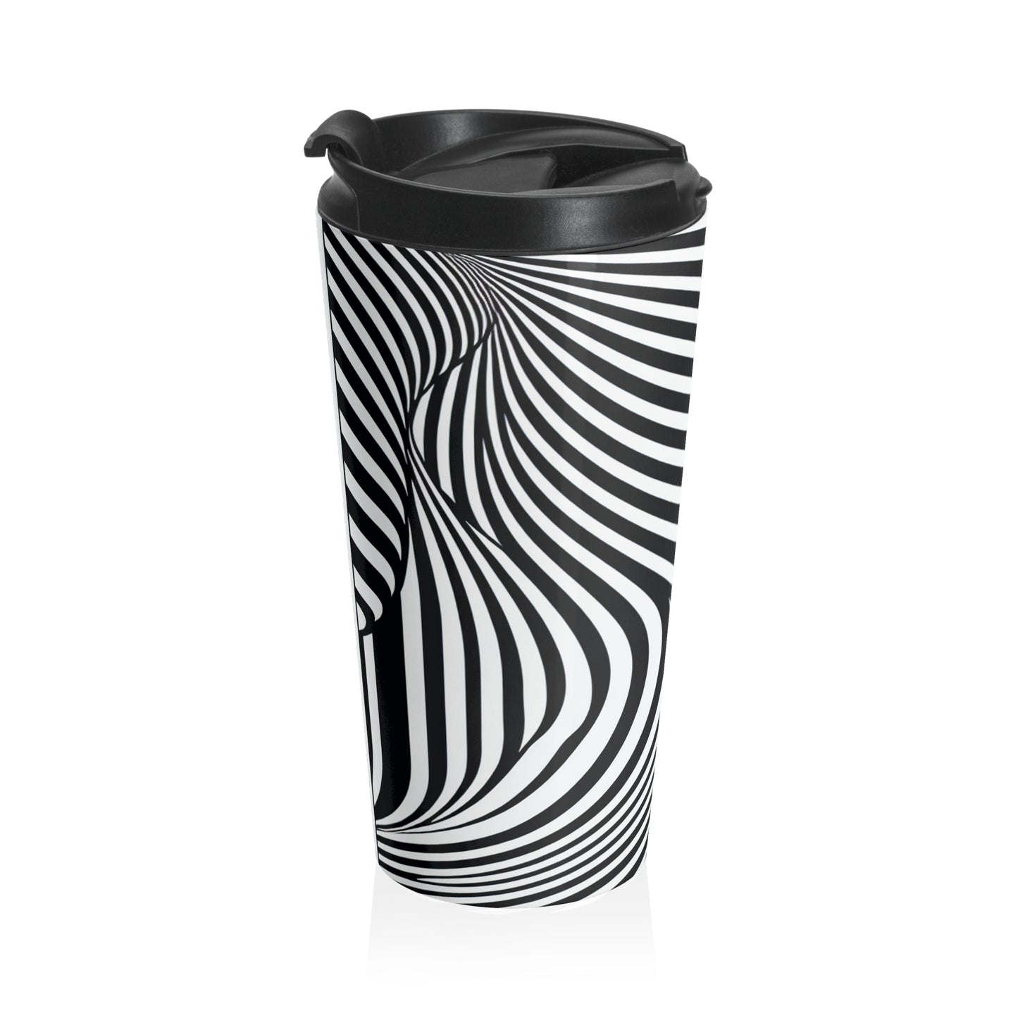 "Ola de ilusión óptica" - La taza de viaje alienígena de acero inoxidable estilo Op Art