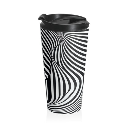 "Ola de ilusión óptica" - La taza de viaje alienígena de acero inoxidable estilo Op Art