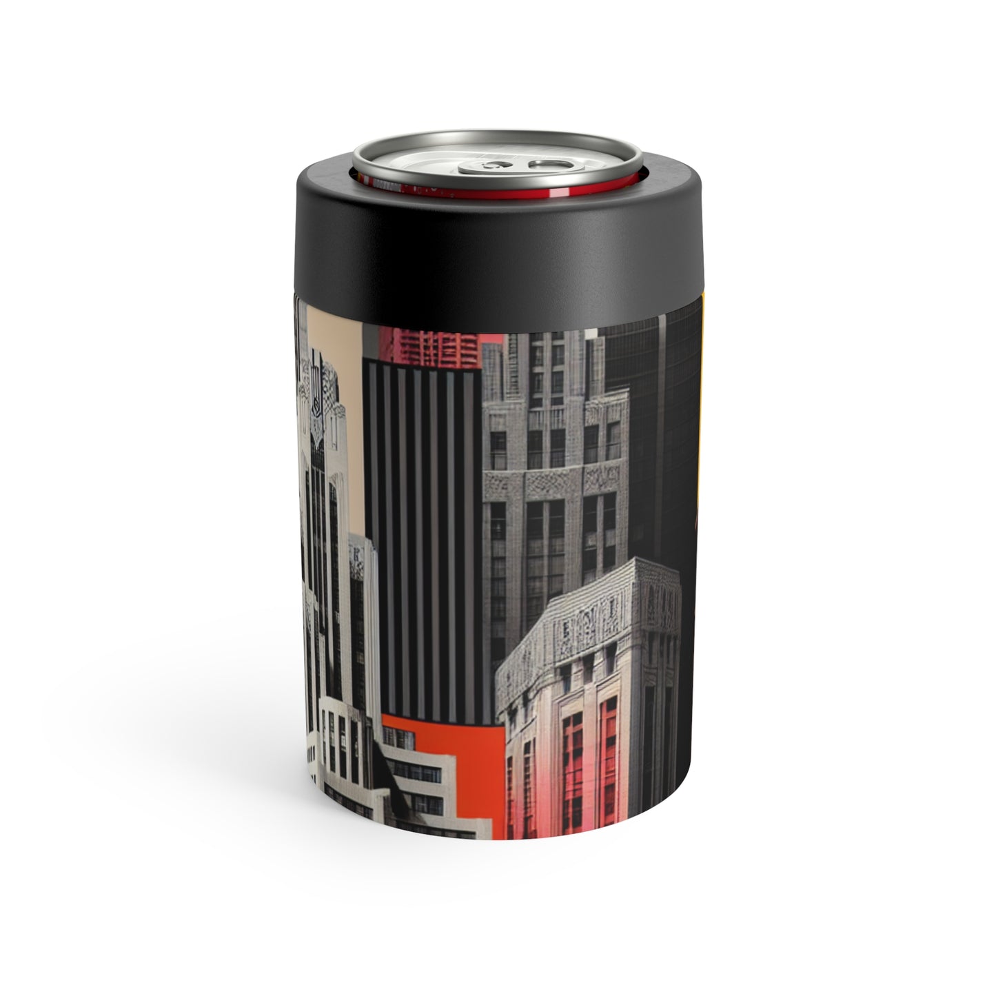 "A Contrast of Times: Classic Art Deco Skyscrapers and a Modern Cityscape" - The Alien Can Holder Art Deco Style