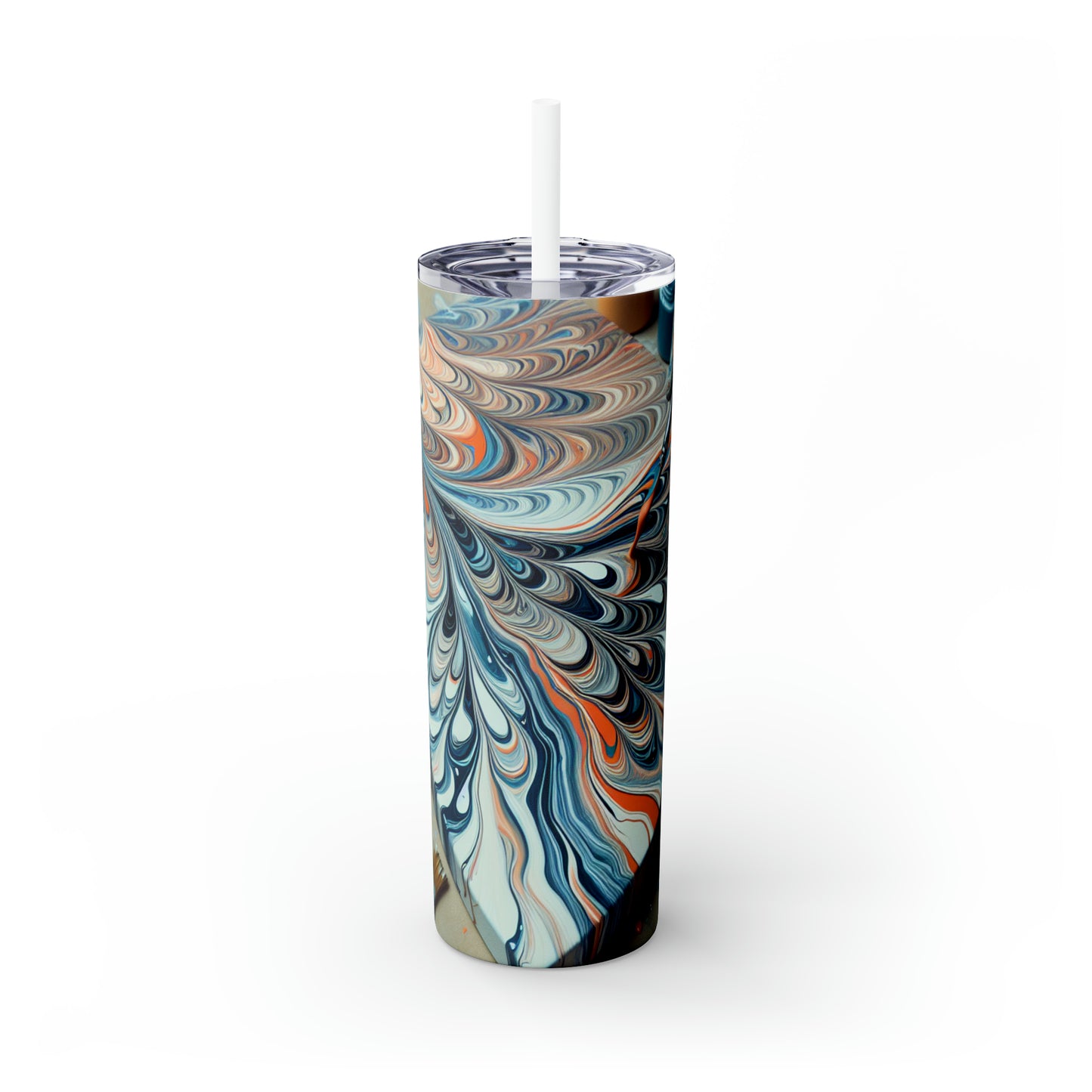 "Tilting the Canvas: Acrylic Pouring Exploration" - The Alien Maars® Skinny Tumbler with Straw 20oz Acrylic Pouring Style