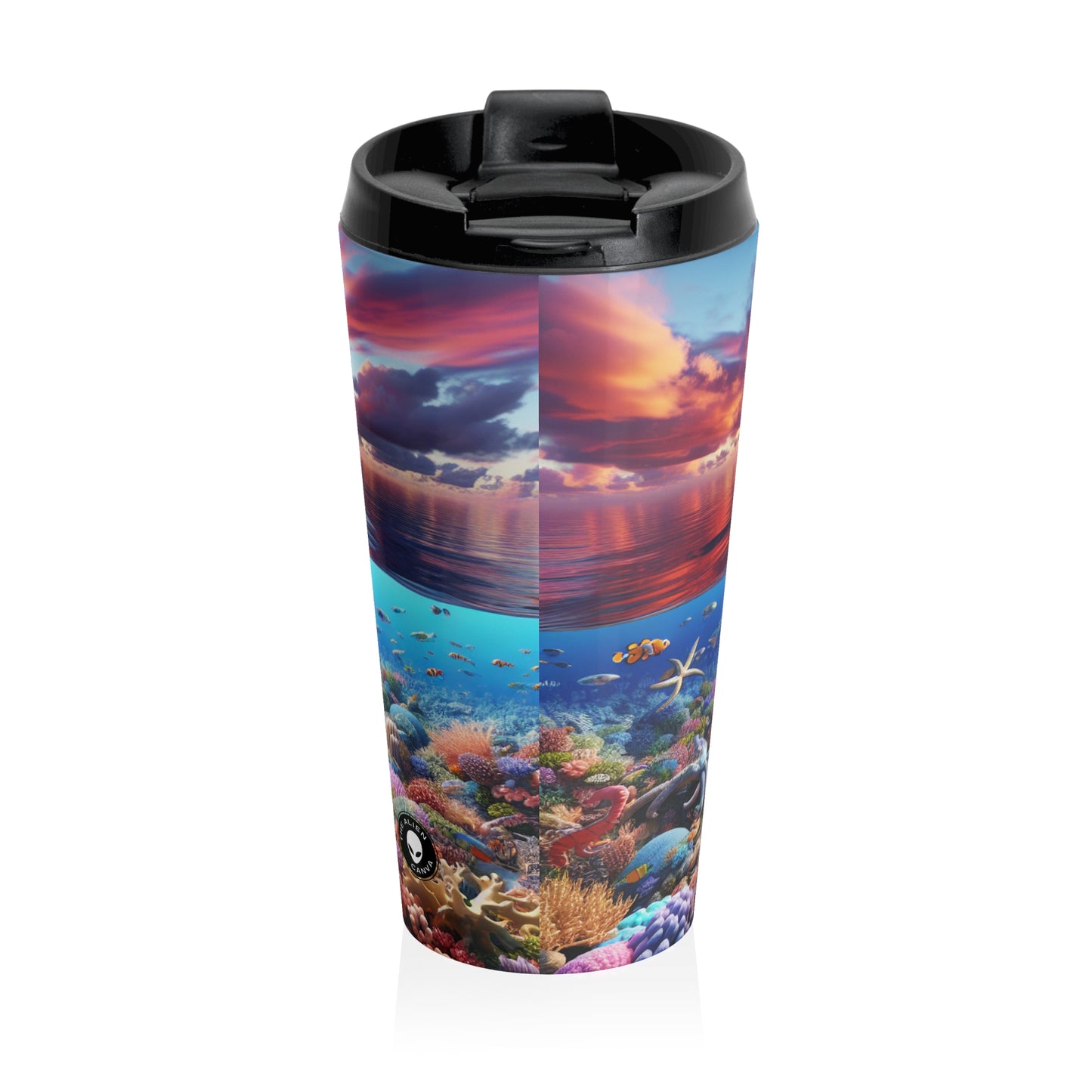 "Sunset Splendor: Underwater Coral Reef" - The Alien Stainless Steel Travel Mug