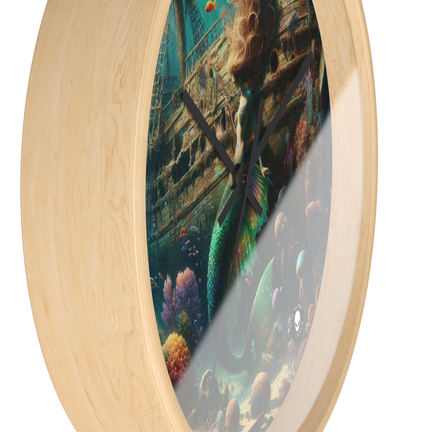 "Mermaid's Treasure: Exploring the Sunken Shipwreck" - The Alien Wall Clock