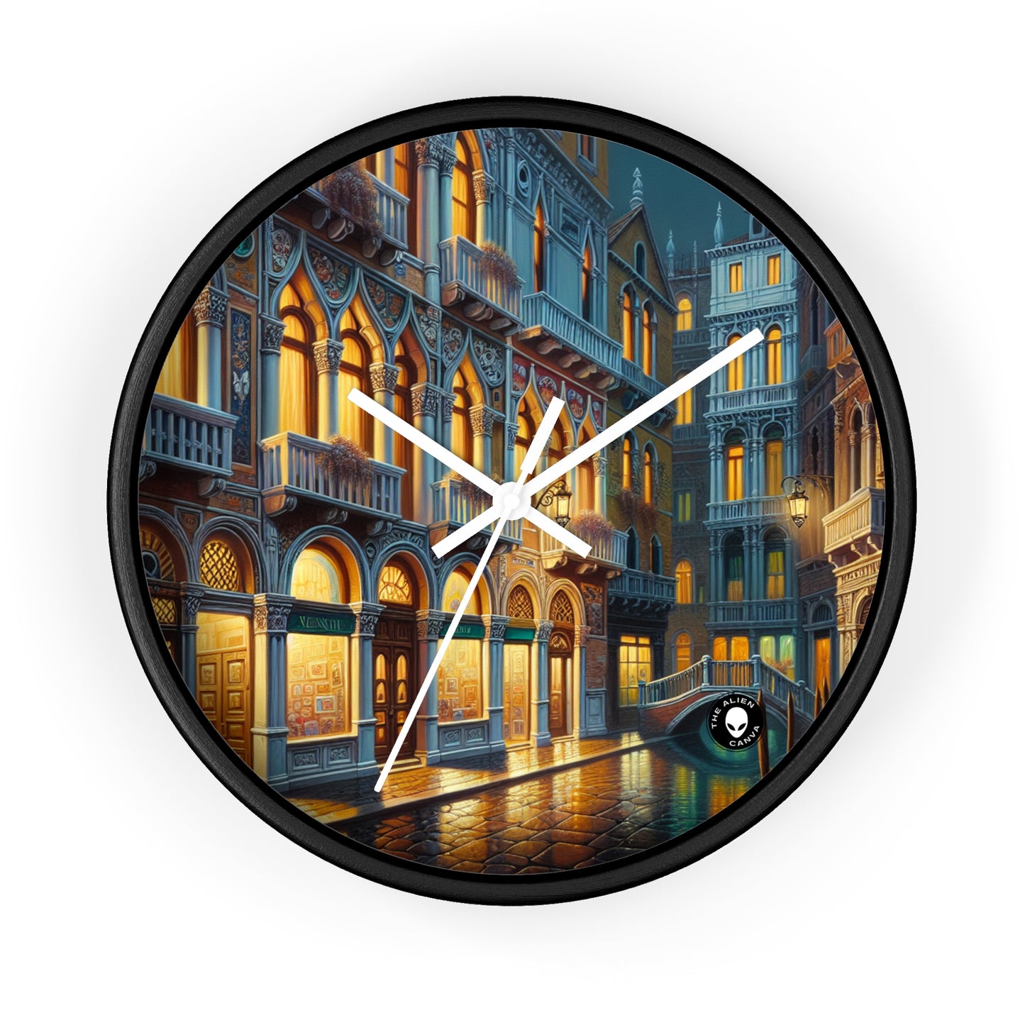 "Venetian Night: A Luminous Street Scene" - The Alien Wall Clock Venetian School