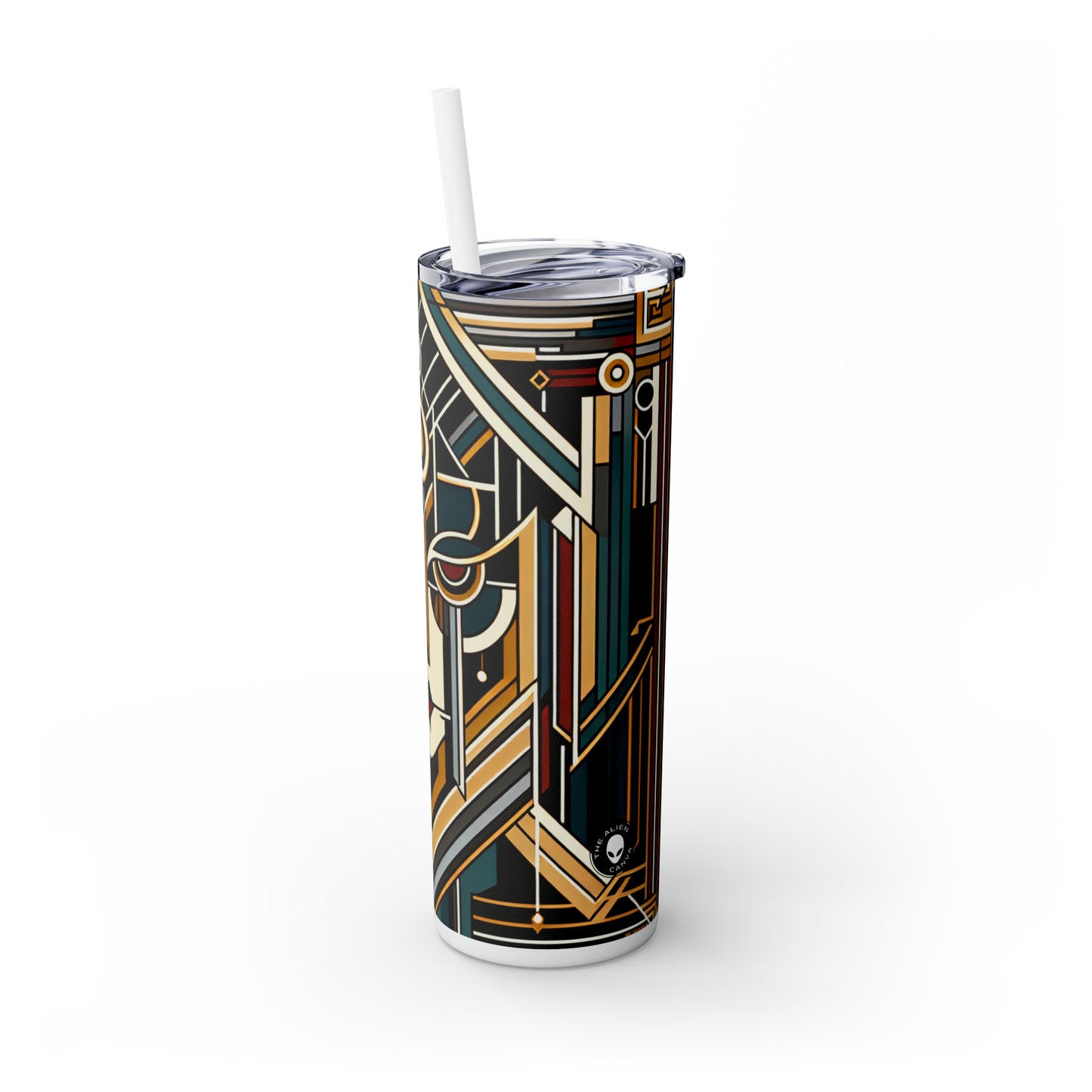 "Glamour & Decadence: A 1920s Art Deco Cocktail Soiree" - The Alien Maars® Skinny Tumbler with Straw 20oz Art Deco