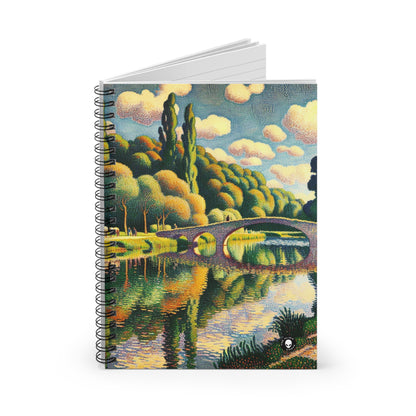 "Coucher de soleil tranquille : un paysage pointilliste" - The Alien Spiral Notebook (Lined Line) Pointillisme